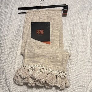 Frye Cream Textured Throw Blanket with Tassels